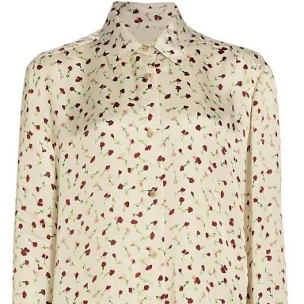 Khaite Silk Blouse Size 2, Brand New with Tags, Never Worn, floral pattern